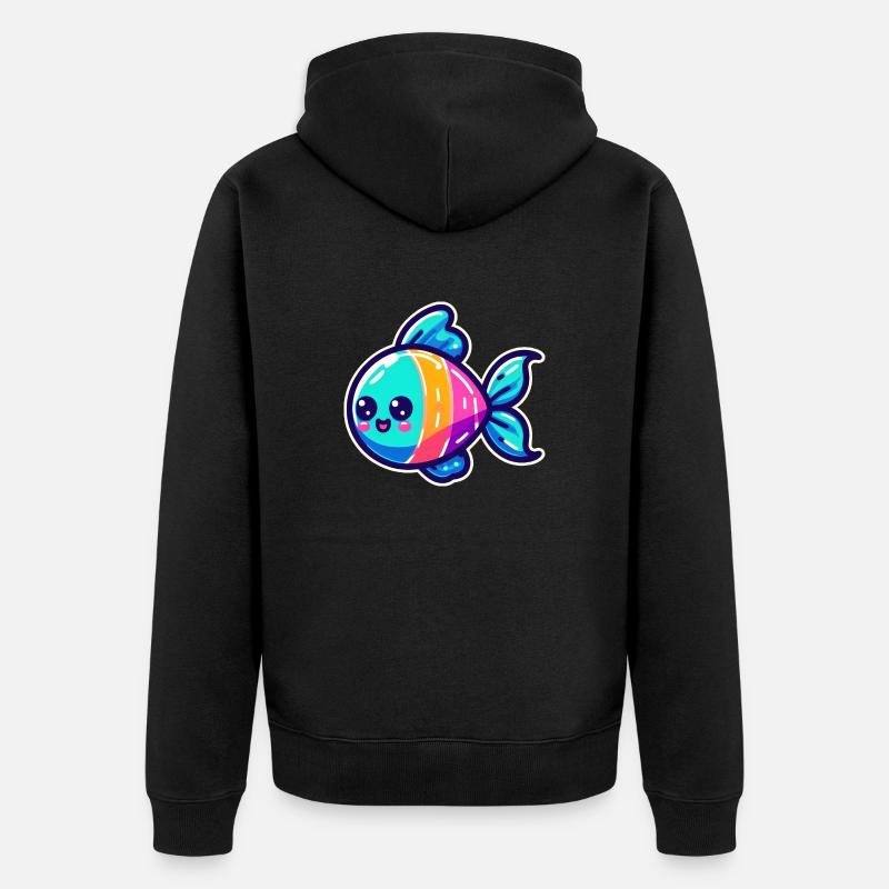 Conception de poisson arc-en-ciel - Veste à capuche bio Premium Unisexe - noir