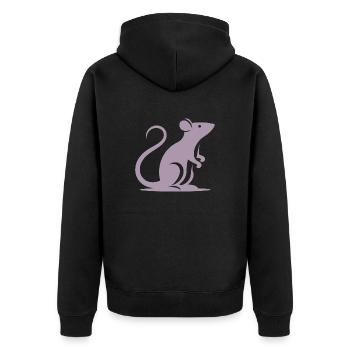 Minimalistische Ratte Maus Silhouette - Unisex Premium Bio Zip Hoodie - Schwarz - Hinten - Nico (187cm)