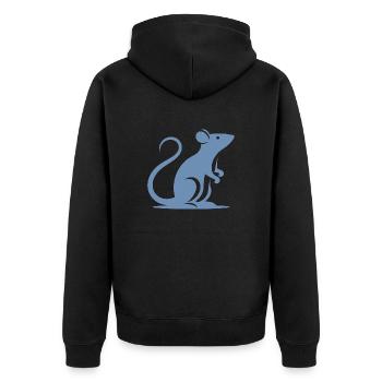 Minimalistische Ratte Maus Silhouette - Unisex Premium Bio Zip Hoodie - Schwarz - Hinten - Nico (187cm)