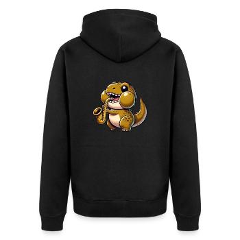 Dino T-Rex Saxophone Saxophonist Musician Jazz - Unisex Premium Organic Zip Hoodie - black - Back - Nico (187cm)