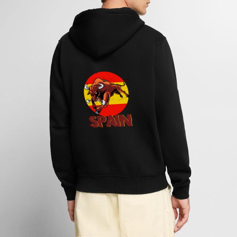 Spain Spanish Flag USA Mallorca Madrid Ameri Unisex Premium Organic Zip Hoodie