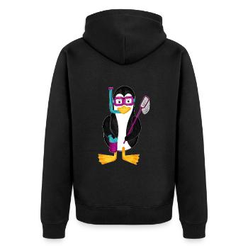 Penguin Snorkel Holiday Beach Holiday - Unisex Premium Organic Zip Hoodie - black - Back - Nico (187cm)
