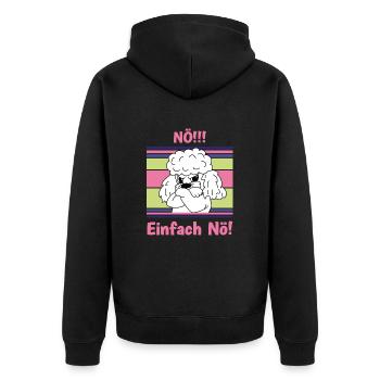 Nö! Sturer Pudel mit verschränkten Pfoten - Unisex Premium Bio Zip Hoodie - Schwarz - Hinten - Nico (187cm)