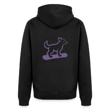 Hund Snowboard Snowboarder Minimalistisches Design - Unisex Premium Bio Zip Hoodie - Schwarz - Hinten - Nico (187cm)