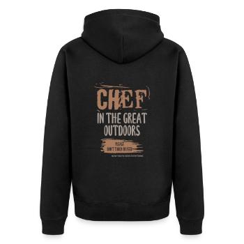 Cuire / Cuisiner. Chef en plein air. - Veste à capuche bio Premium Unisexe - noir - Dos - Nico (187cm)
