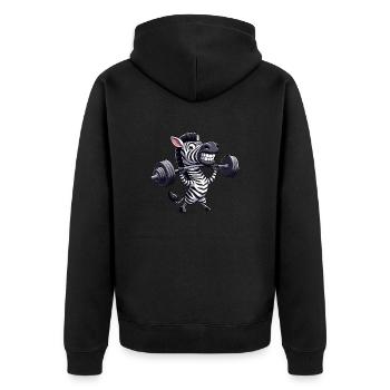 Zebra Dumbbell Fitness Weight Lifting - Unisex Premium Organic Zip Hoodie - black - Back - Nico (187cm)