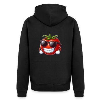 Cool Tomato Sunglasses Red Fruit Funny - Unisex Premium Organic Zip Hoodie - black - Back - Nico (187cm)