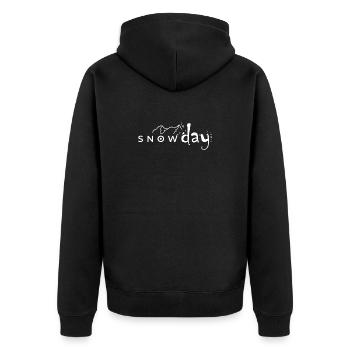 Snowday (weiss) - Unisex Premium Bio Zip Hoodie - Schwarz - Hinten - Nico (187cm)