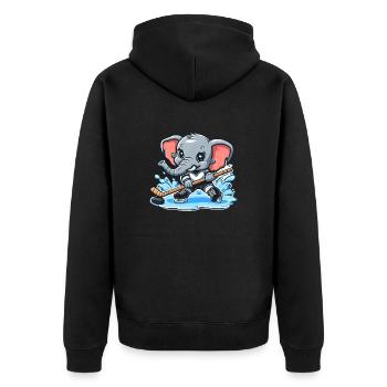 Elefant als Eishockeyspieler - Unisex Premium Organic Zip Hoodie - black - Back - Nico (187cm)