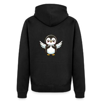 Penguin Angel Wings - Unisex Premium Organic Zip Hoodie - black - Back - Nico (187cm)