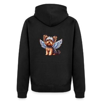 Mignon Yorkshire Terrier avec des ailes d’ange - Veste à capuche bio Premium Unisexe - noir - Dos - Nico (187cm)