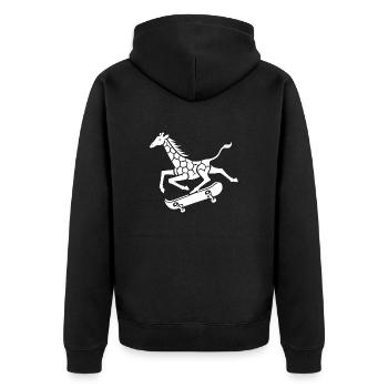 Giraffe Skateboard Skater Silhouette Minimalist - Unisex Premium Organic Zip Hoodie - black - Back - Nico (187cm)