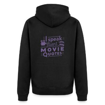 Cinema Lover Saying Minimalist Silhouette - Unisex Premium Organic Zip Hoodie - black - Back - Nico (187cm)