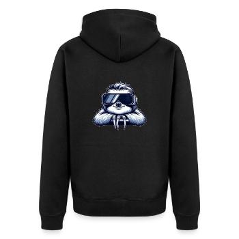 Faultier VR Gamer Gaming Entspannt Relax - Unisex Premium Bio Zip Hoodie - Schwarz - Hinten - Nico (187cm)