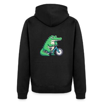 Drôle de crocodile sur le vélo ennuyeux - Veste à capuche bio Premium Unisexe - noir - Dos - Nico (187cm)