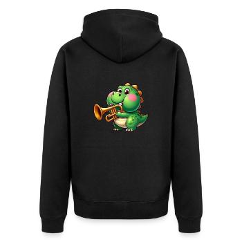 Trex épais avec trompette dessin animé dinosaure musique - Veste à capuche bio Premium Unisexe - noir - Dos - Nico (187cm)