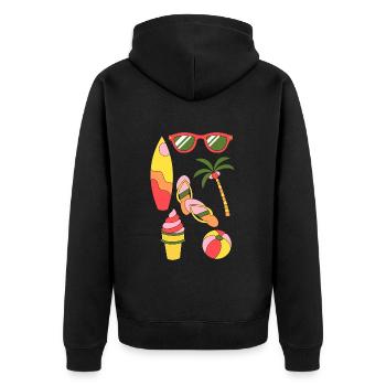 Summer Retro Summer Holiday like ice in the sunshine - Unisex Premium Organic Zip Hoodie - black - Back - Nico (187cm)