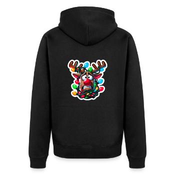 Funny Reindeer Christmas Design - Unisex Premium Organic Zip Hoodie - black - Back - Nico (187cm)