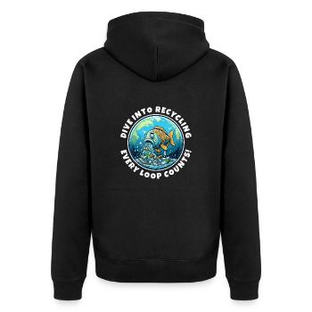 Eco Awareness Fish - Earth Day Special - Unisex Premium Organic Zip Hoodie - black - Back - Nico (187cm)