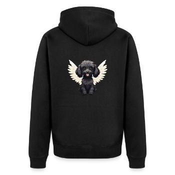 Caniche mignon en costume d’ange avec des ailes - Veste à capuche bio Premium Unisexe - noir - Dos - Nico (187cm)