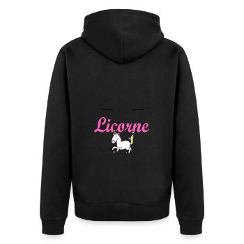pilote de licorne papa anniversaire fille cheval - Veste à capuche bio Premium Unisexe - noir - Dos - Nico (187cm)