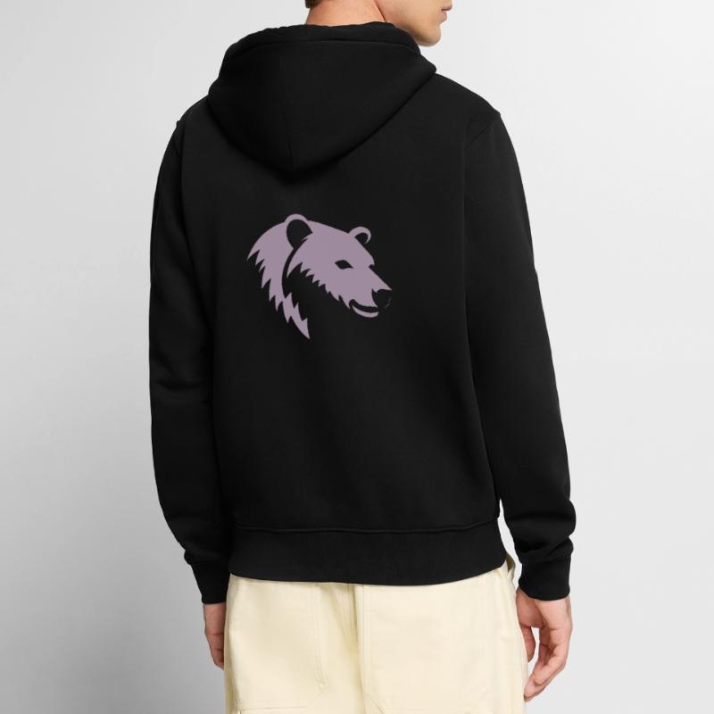 Bär Silhouette eines Eisbärkopfes Unisex Premium Bio Zip Hoodie
