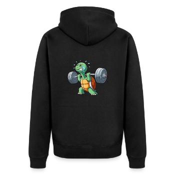 Drôle de tortue Fitness Entraînement Épuisant - Veste à capuche bio Premium Unisexe - noir - Dos - Nico (187cm)