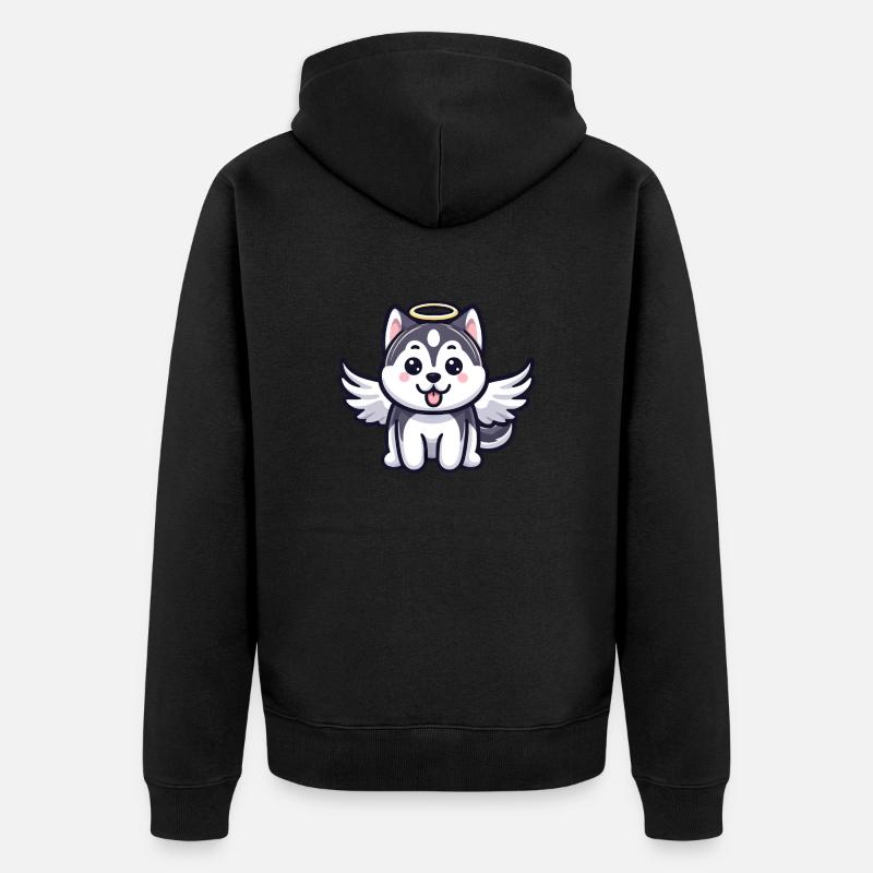 Dobermann Engel Welpe Design - Unisex Premium Bio Zip Hoodie - Schwarz
