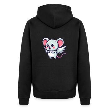 Celestial Mouse: Cute rodent with - Unisex Premium Organic Zip Hoodie - black - Back - Nico (187cm)