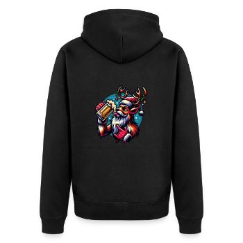 Reindeer, Santa Rock, Christmas, Funny, Beer Mug - Unisex Premium Organic Zip Hoodie - black - Back - Nico (187cm)