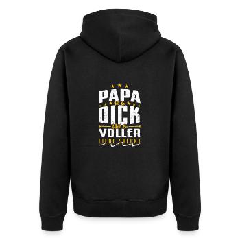 Liebevoller Papa - Herren T-Shirts - Unisex Premium Bio Zip Hoodie - Schwarz - Hinten - Nico (187cm)