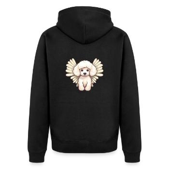 Süßer weißer Pudel mit Engel-Flügeln - - Unisex Premium Bio Zip Hoodie - Schwarz - Hinten - Nico (187cm)