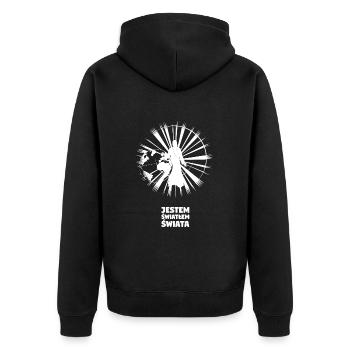lumière du monde - Polonais - Veste à capuche bio Premium Unisexe - noir - Dos - Nico (187cm)