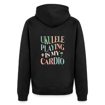 Jouer du ukulélé est mon cardio - Veste à capuche bio Premium Unisexe - noir - Dos - Nico (187cm)