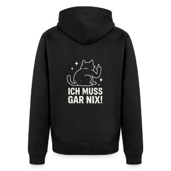 chat paresseux - déclaration disant - je n’ai rien à faire - Veste à capuche bio Premium Unisexe - noir - Dos - Nico (187cm)
