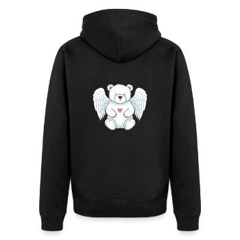 Süßer Eisbär-Engel mit Flügeln - Unisex Premium Bio Zip Hoodie - Schwarz - Hinten - Nico (187cm)