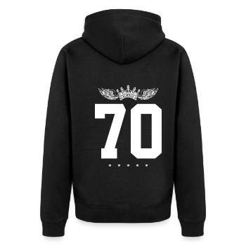 70 Number crown - Unisex Premium Organic Zip Hoodie - black - Back - Nico (187cm)