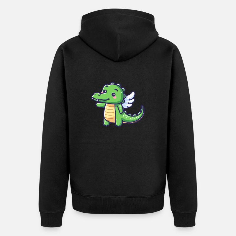 Ailes d’ange crocodile mignon - Veste à capuche bio Premium Unisexe - noir