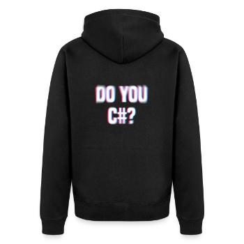 Do You See Sharp? (C#) Fuzzy design for nerds - Unisex Premium Organic Zip Hoodie - black - Back - Nico (187cm)