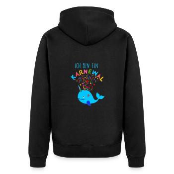 karnewal,wal,konfetti,karneval,walfisch - Unisex Premium Bio Zip Hoodie - Schwarz - Hinten - Nico (187cm)