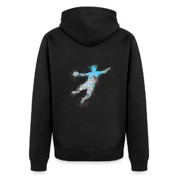 Handball, handballer, Beachhandball,Graffiti - Unisex Premium Bio Zip Hoodie - Schwarz - Hinten - Nico (187cm)