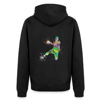 Handball, handballer, Beachhandball,Graffiti - Unisex Premium Bio Zip Hoodie - Schwarz - Hinten - Nico (187cm)