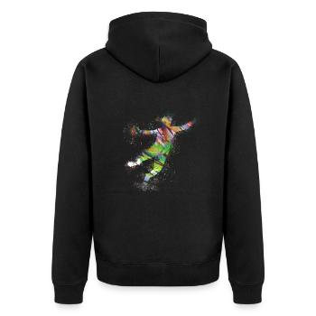 Handball, handballer, Beachhandball,Graffiti - Unisex Premium Bio Zip Hoodie - Schwarz - Hinten - Nico (187cm)