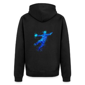 Handball, handballer, Beachhandball,Graffiti - Unisex Premium Bio Zip Hoodie - Schwarz - Hinten - Nico (187cm)