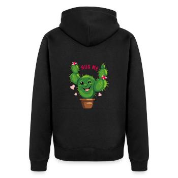 Cactus souriant. Fais-moi un câlin - Veste à capuche bio Premium Unisexe - noir - Dos - Nico (187cm)