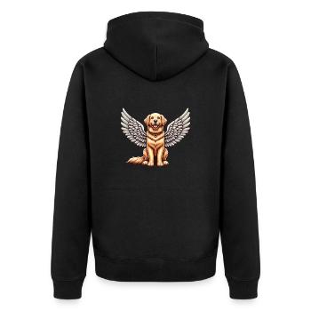 Golden Retriever Angel - Gentle Dog with Wings - Unisex Premium Organic Zip Hoodie - black - Back - Nico (187cm)