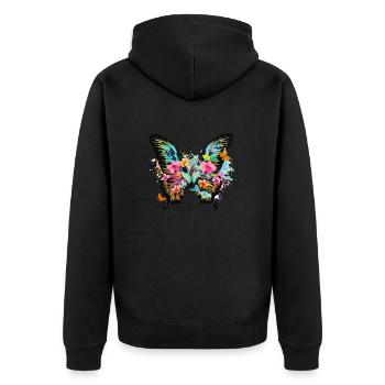 schmetterling,bunt,blumen,graffiti - Unisex Premium Bio Zip Hoodie - Schwarz - Hinten - Nico (187cm)