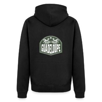 Guadeloupe Karibik Wellen - Unisex Premium Bio Zip Hoodie - Schwarz - Hinten - Nico (187cm)