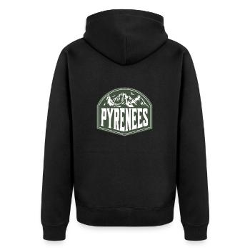 Gebirgslandschaft der französischen Pyrenäen - Unisex Premium Bio Zip Hoodie - Schwarz - Hinten - Nico (187cm)