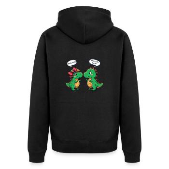 Niedliche T-Rex Dinos - Drück mich! - Lustiges - Unisex Premium Bio Zip Hoodie - Schwarz - Hinten - Nico (187cm)